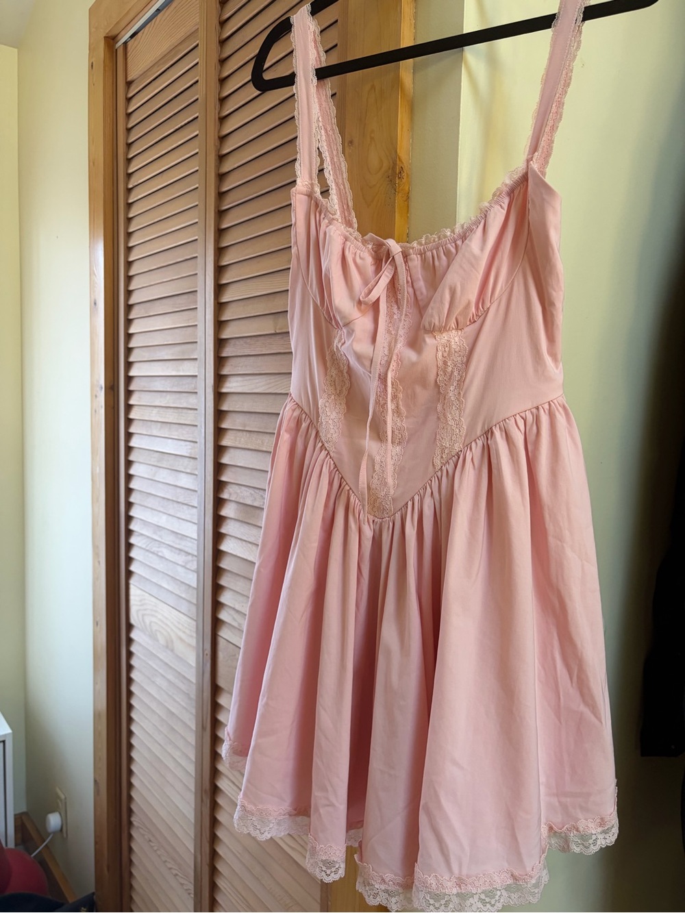Women's Pink Lace-Trim Mini Dress